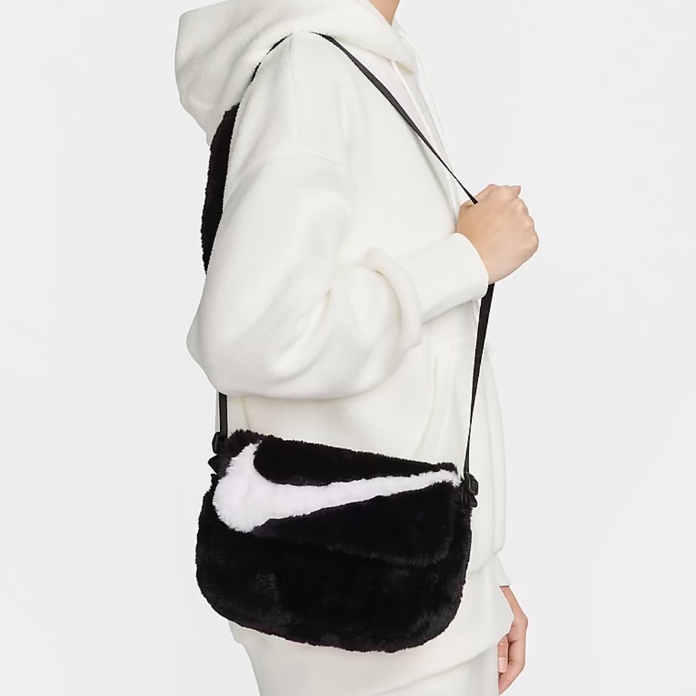 nike faux fur crossbody bag